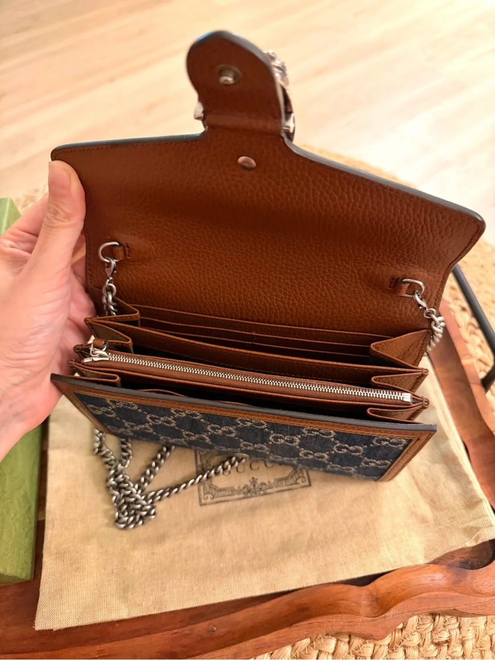 Gucci Dionysus Wallet on Chain Denim